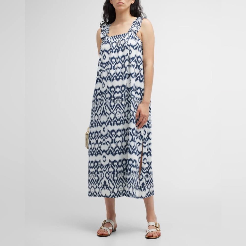 Brochu Walker Serena Sleeveless Ikat-Print Midi Dress Size M